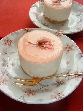 桜のレアチーズケーキ♪