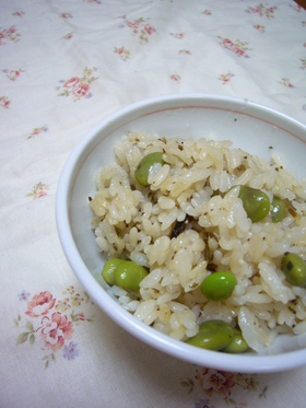 塩コンブと枝豆の☆炊き込みご飯☆