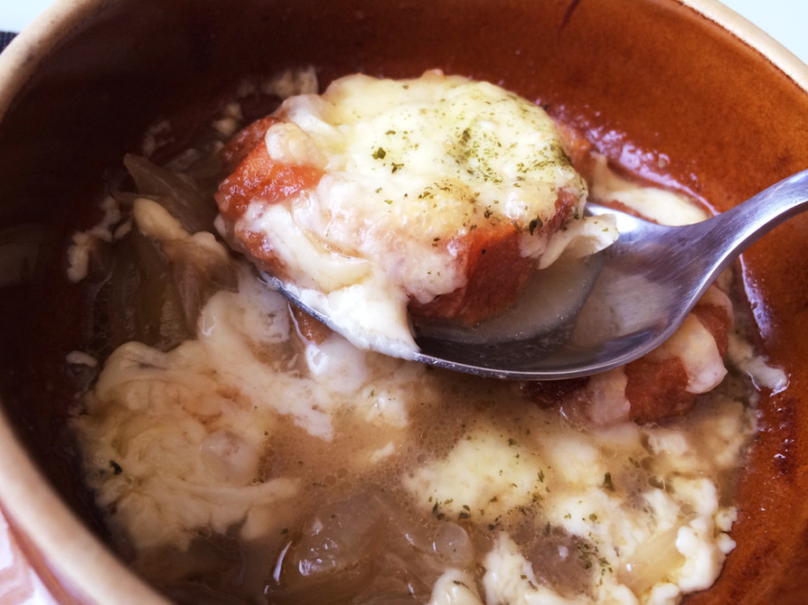 仙台麩のオニオングラタンスープの画像