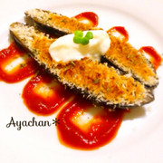 茄子バシルチーズパン粉焼きの写真