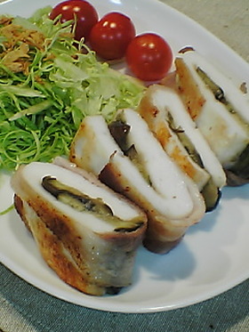 ◎はんぺんの味噌なすサンド豚バラ巻き