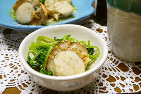 シャキシャキ小松菜とほたてのソテー