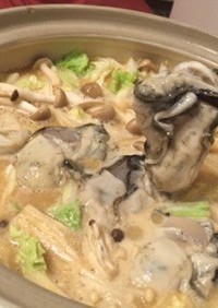 カキ de 豆腐味噌汁鍋