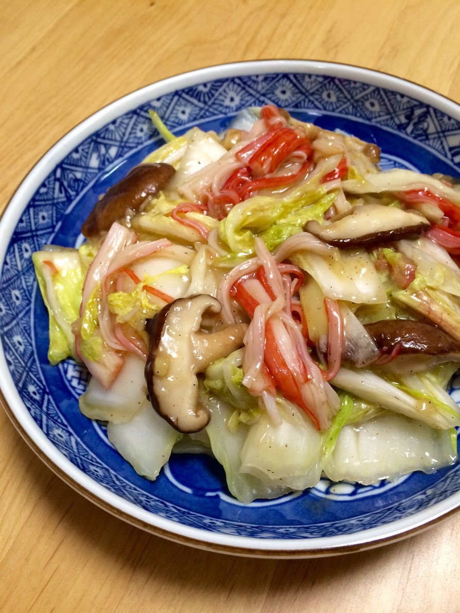 簡単安い♫白菜とカニカマ椎茸の炒め物の画像
