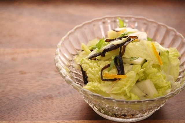 水菜と白菜のゆず昆布サラダの画像