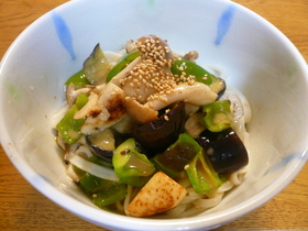ごまだれで☆炒め野菜のっけのっけうどん