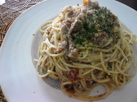 つぶつぶきのことドライトマトのパスタ♪