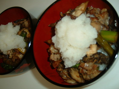 カリカリ豚肉のおろし丼の写真