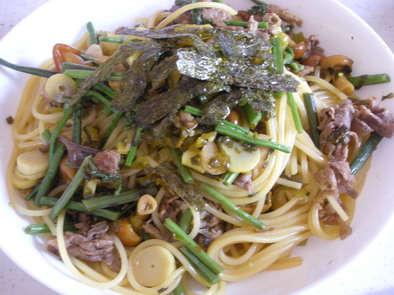 和風✿牛肉と山菜パスタの写真