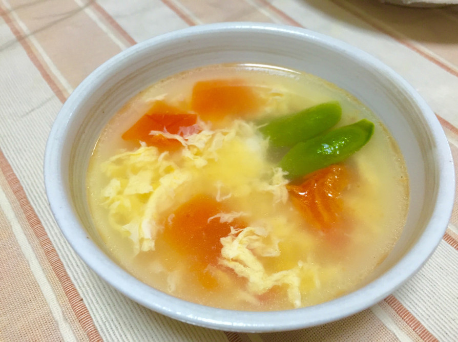 裏技☆お店風ふわふわ卵の彩りスープの画像