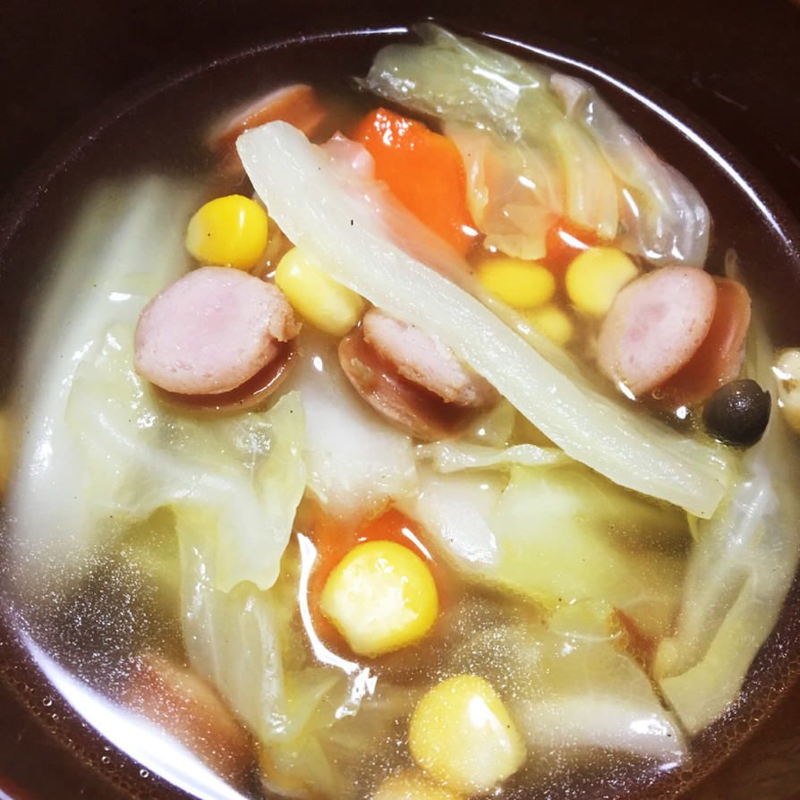 ズボラな冷蔵庫の残りもの野菜スープ☆の画像