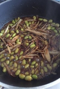 豆とごぼうの味噌甘炒め♫