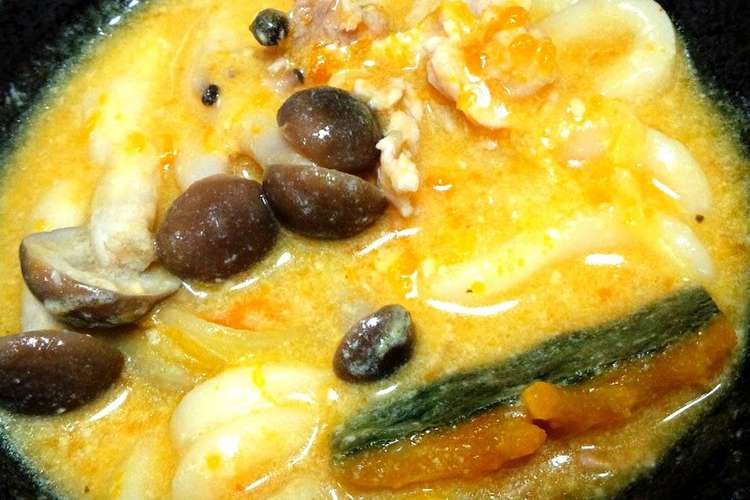 かぼちゃ豆乳味噌煮込みうどん レシピ 作り方 By じゃがいみょ クックパッド 簡単おいしいみんなのレシピが358万品