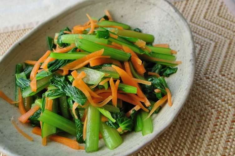 昆布だし香る 小松菜の浅漬け風サラダ レシピ 作り方 By Moj クックパッド 簡単おいしいみんなのレシピが356万品