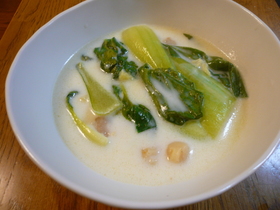 青梗菜と干し貝柱のクリーム煮