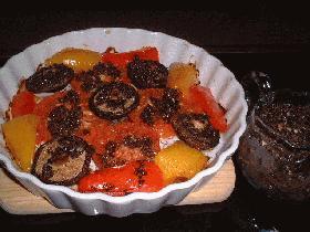 トマトのオーブン焼き(タプナードソース)の画像