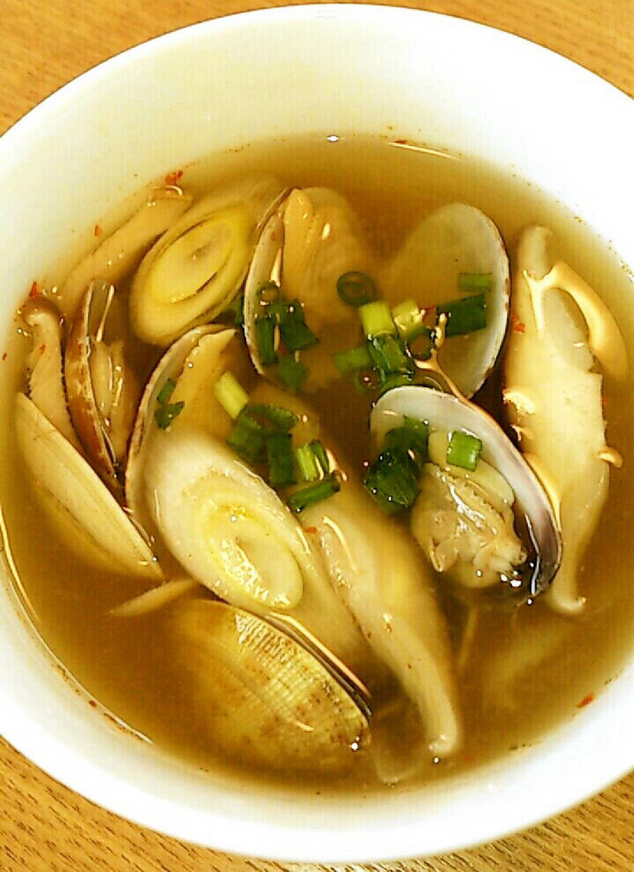 韓国風～アサリのピリ辛スープ♪の画像