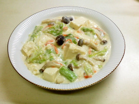 豆腐キャベツしめじの豆乳クリームシチュー
