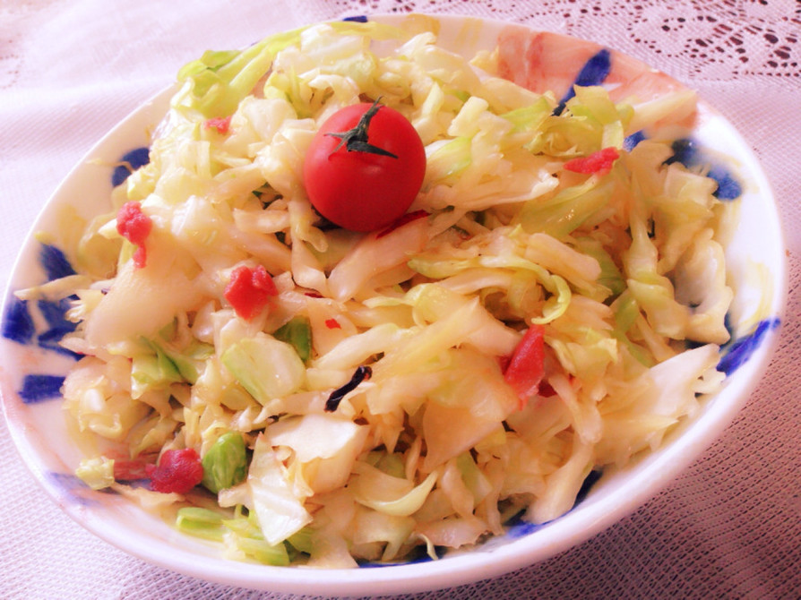 【簡単】温キャベツの梅ポン酢サラダ♡の画像