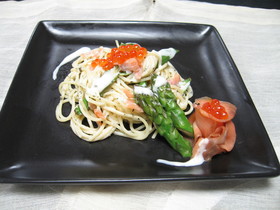 ★豪華★いくらと鮭のサーモン親子パスタ