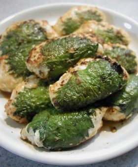 つくねの青じそ巻き焼き