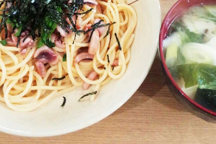 予想外に旨イカら イカの塩辛パスタ レシピ 作り方 By きーこんぐ クックパッド