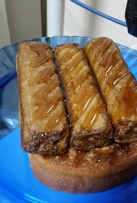 簡単♡駄菓子菓子黒糖麩菓子黒蜜トースト！