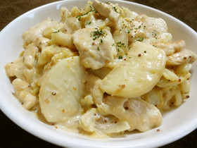 鶏むね肉とキャベツのクリームマスタード煮