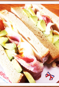 糖質制限★ロースハムの贅沢サンドイッチ