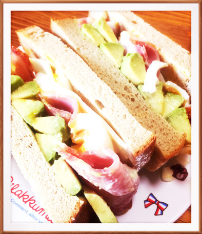 糖質制限★ロースハムの贅沢サンドイッチの写真