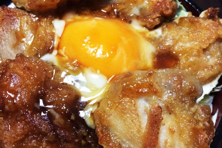残り物唐揚げで簡単 月見唐揚げ丼 レシピ 作り方 By 春華 クックパッド 簡単おいしいみんなのレシピが352万品