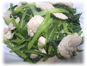 鶏胸肉と小松菜で今夜のおかず