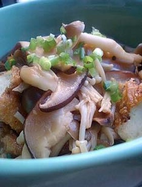 厚揚げ豆腐のキノコあん