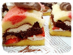 市販ロールケーキで!失敗しない3段ケーキ
