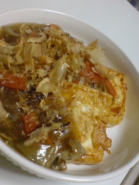 表面カリッと香ばしい豆腐のあんかけ