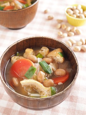 節分豆の具だくさんみそ汁☆残った豆の活用