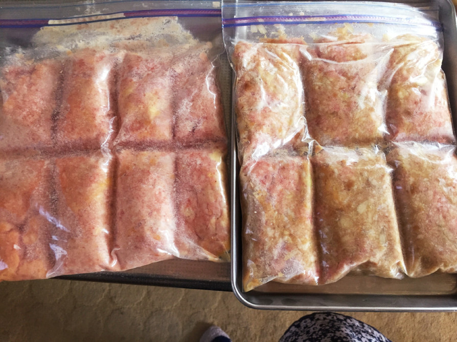 冷凍保存：ひき肉編。味噌味とマヨネーズの画像