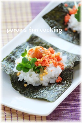 鮭と梅干し*お茶漬けみたいな手まきごはん
