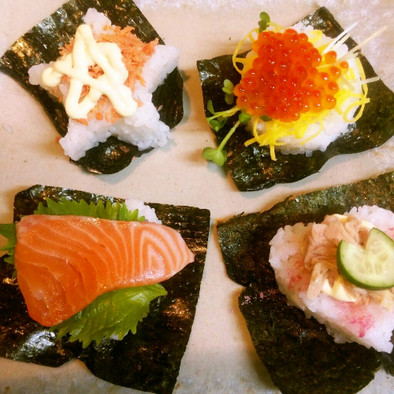 海苔にご飯を載せるだけ♪簡単お寿司屋さんの写真