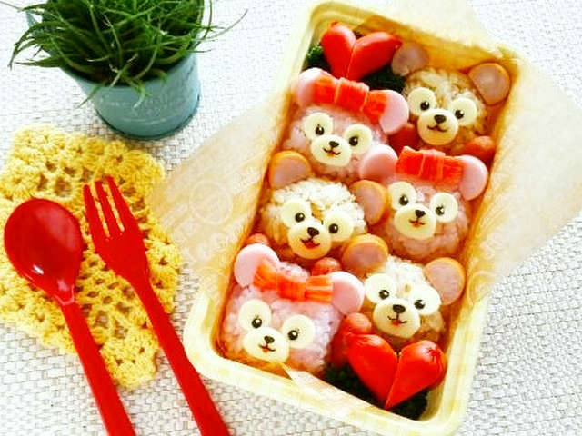 可愛い一口ダッフィーシェリーメイキャラ弁 レシピ 作り方 By