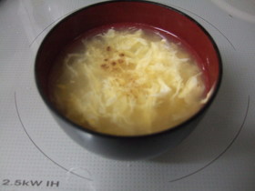 とりハムゆで汁で卵スープ