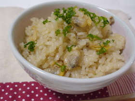 大葉にんにく醤油DEあさりバター飯