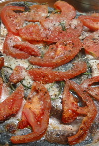 鯵とトマトのチーズ焼き