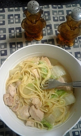 一人分!白菜とろーり☆鶏クリーム煮のパスタ