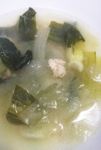 青梗菜とカニ缶のスープ