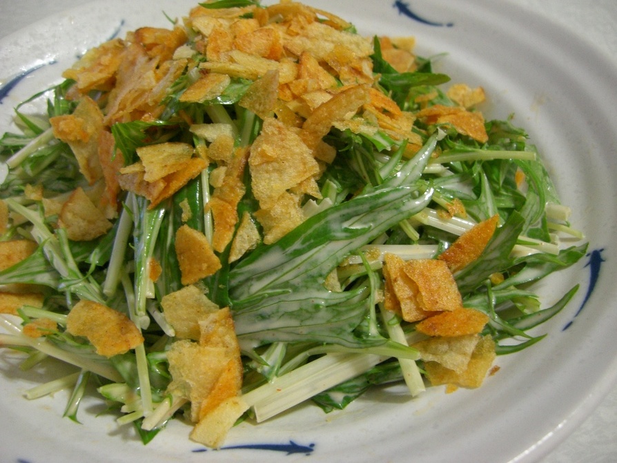 水菜のマヨコチュサラダ☆ポテチのせの画像