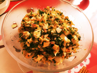 水菜とマカロニのチョップドサラダの写真