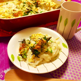 優しい春のエビグラタン♡菜の花&丸ごと蕪