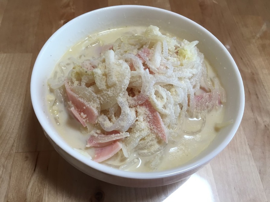 白菜とハム、玉ねぎのスープ禅パスタの画像