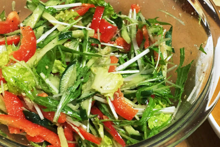 水菜とパプリカの野菜サラダ レシピ 作り方 By Aki153 クックパッド 簡単おいしいみんなのレシピが352万品